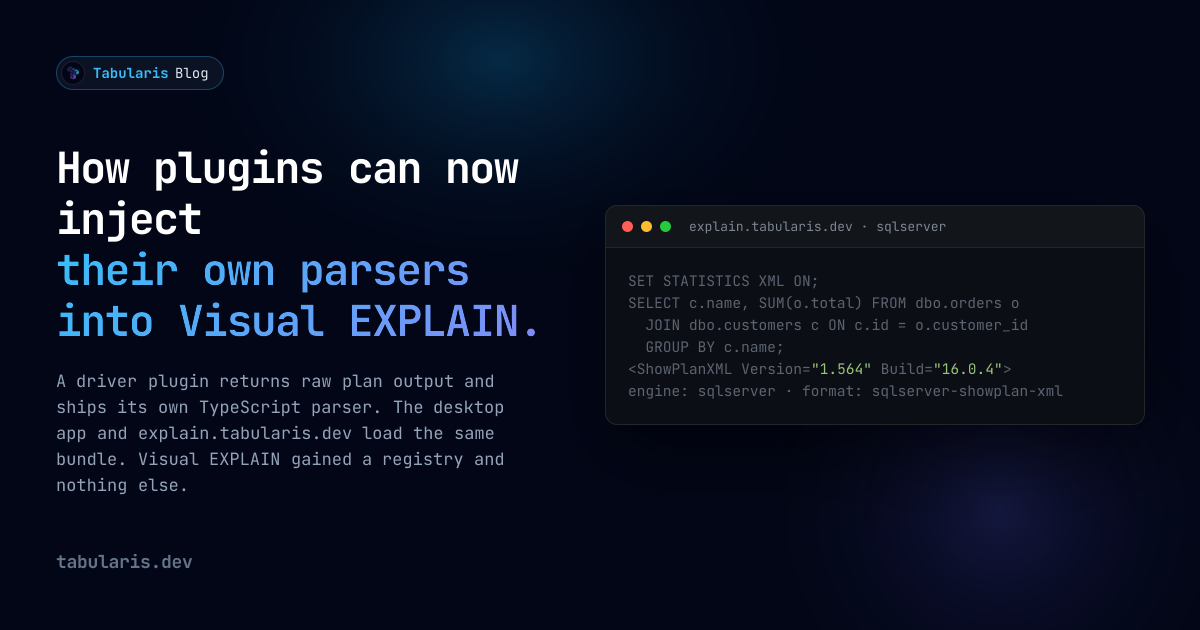 How plugins can now inject their own parsers into Visual EXPLAIN