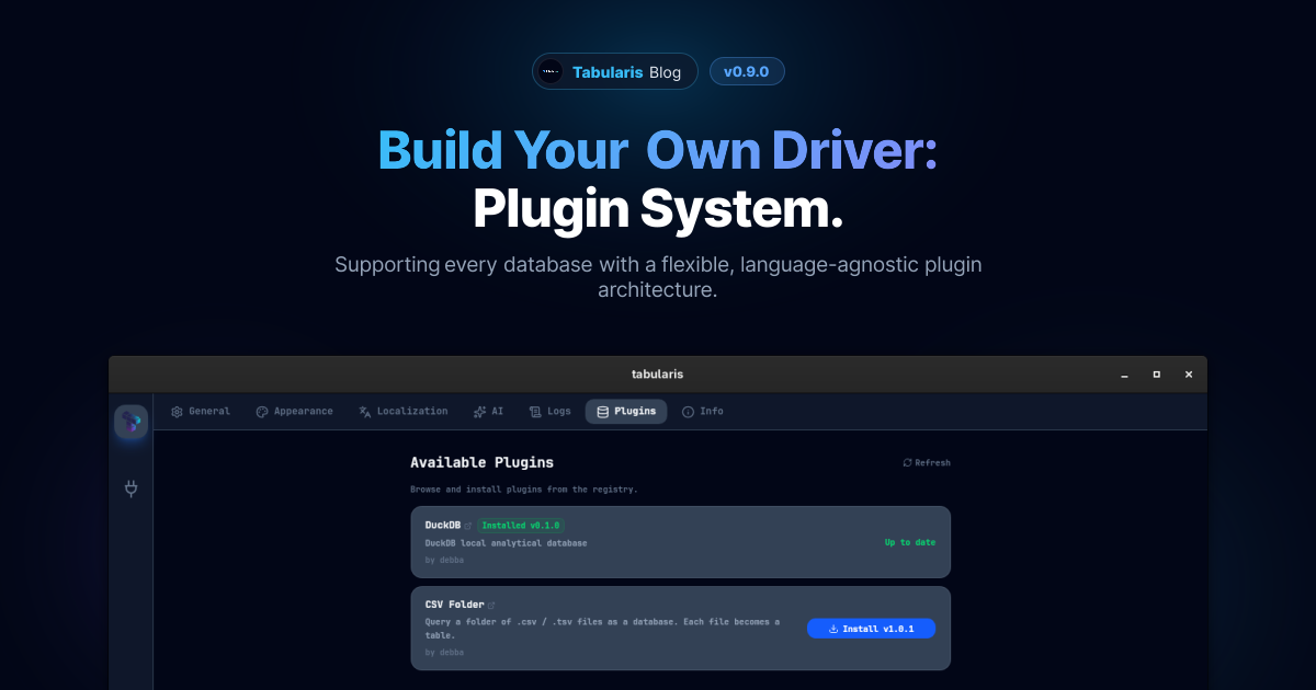 Build Your Own Driver: Tabularis Gets a Plugin System