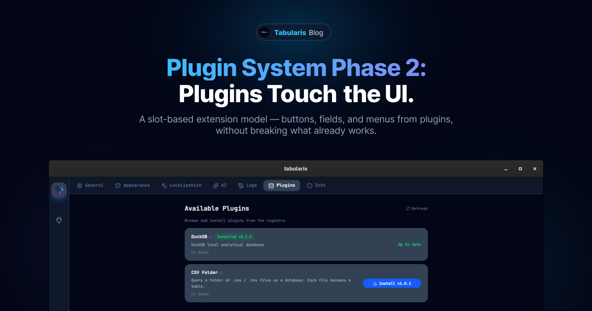 Phase 2 of the Plugin System: Plugins That Touch the UI