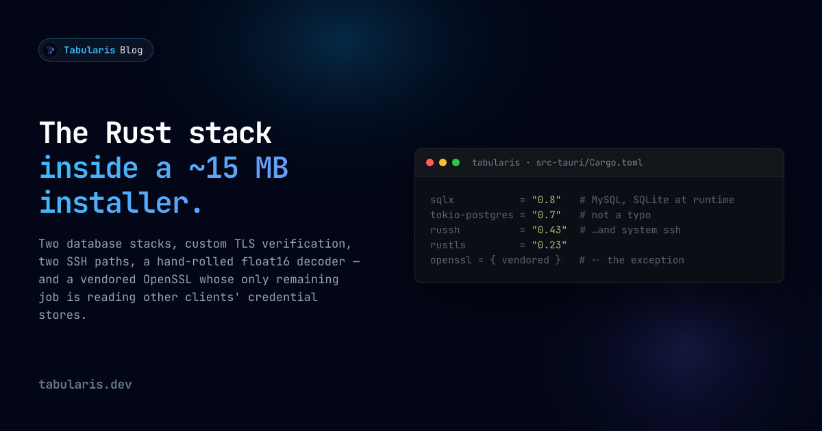 The Rust stack inside a ~15 MB installer