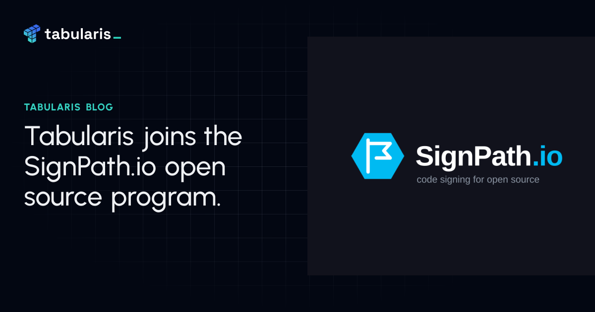 Tabularis Joins the SignPath.io Open Source Program