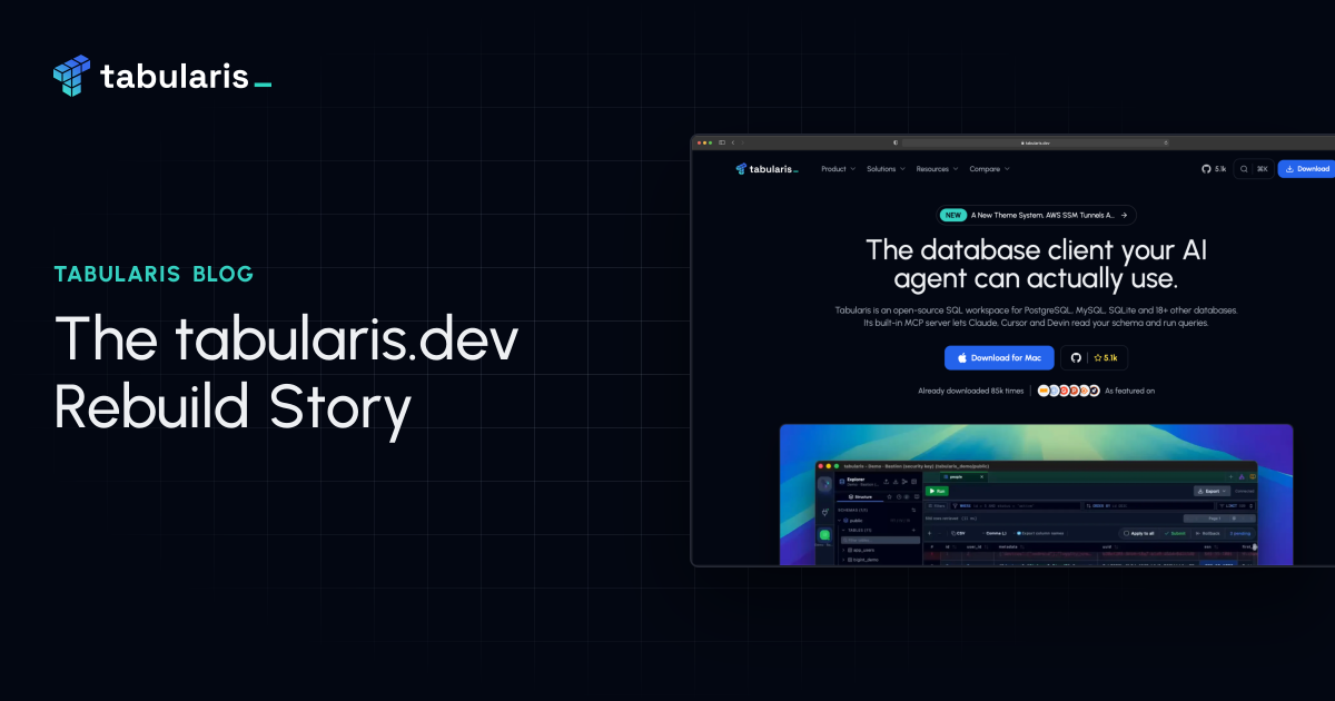 When the Project Outgrows the Site: The tabularis.dev Rebuild Story