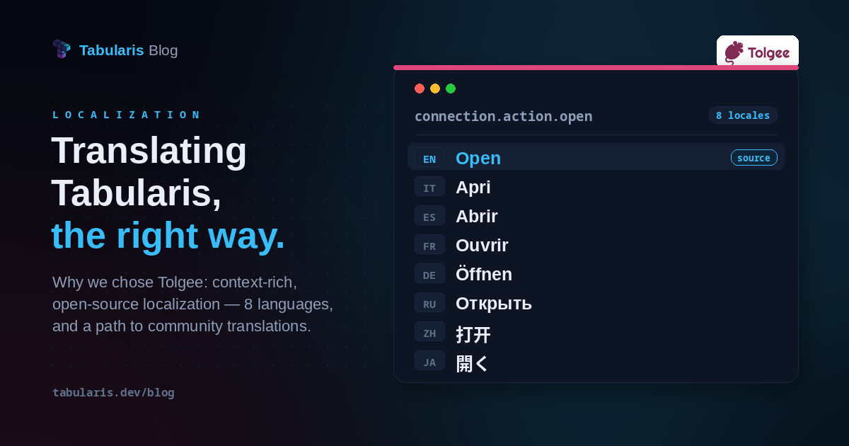 Translating Tabularis, the Right Way: Why We Chose Tolgee