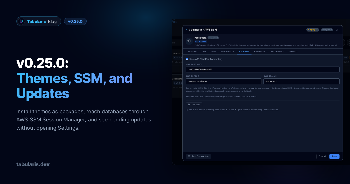 v0.25.0: A New Theme System, AWS SSM Tunnels and Startup Improvements