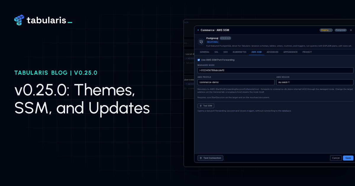 v0.25.0: A New Theme System, AWS SSM Tunnels and Startup Improvements