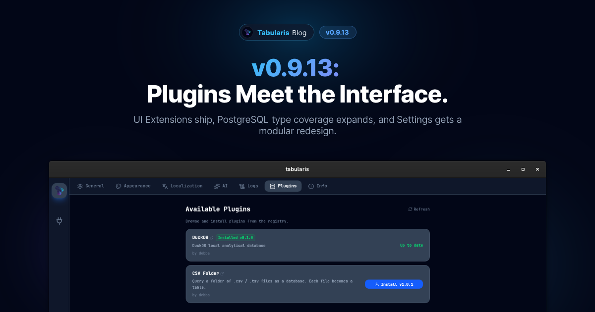v0.9.13: Plugins Meet the Interface
