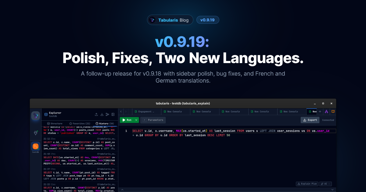 v0.9.19: Polish, Bug Fixes, French and German
