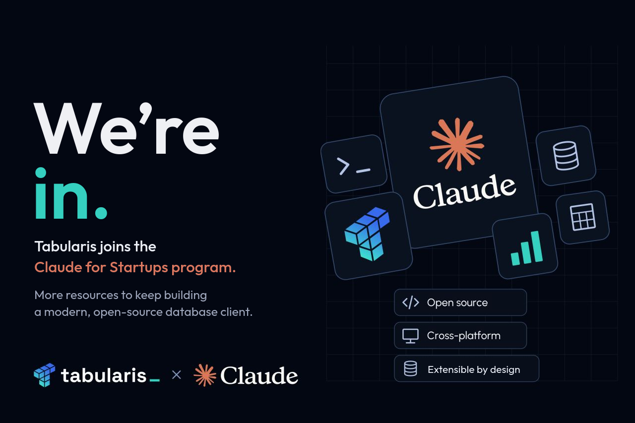 We're in: Tabularis joins the Claude for Startups program