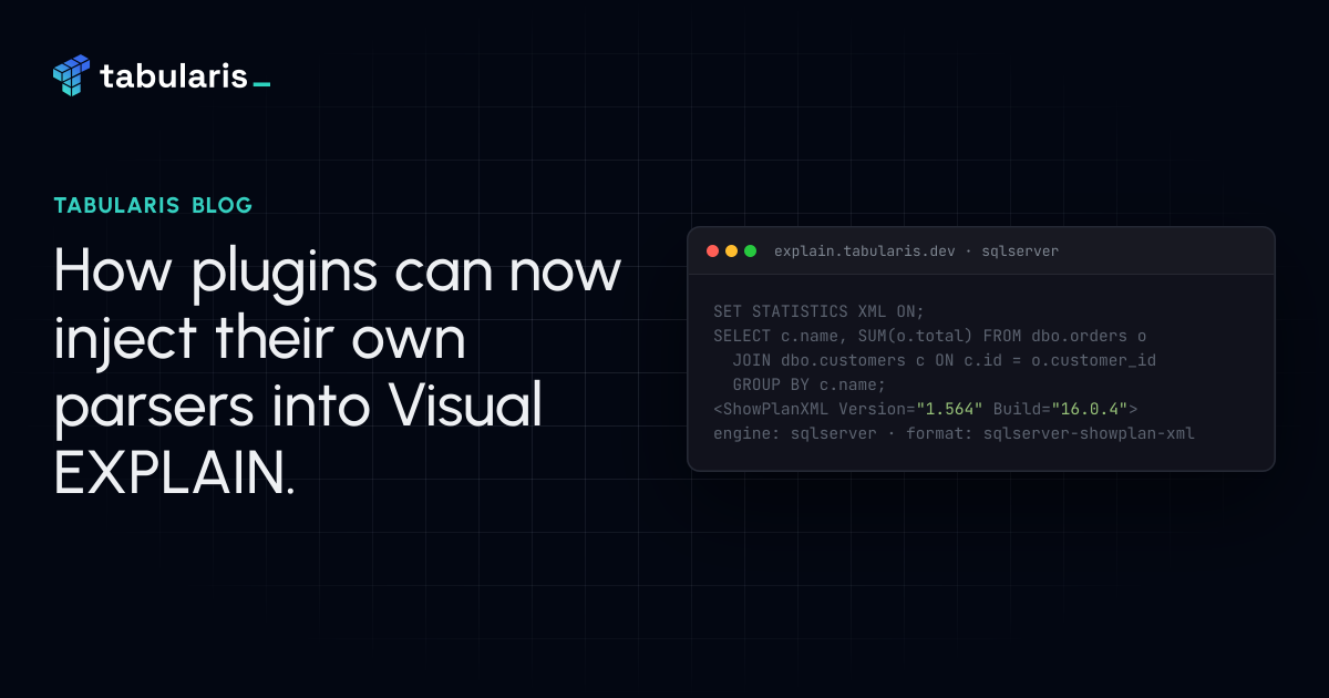 How plugins can now inject their own parsers into Visual EXPLAIN