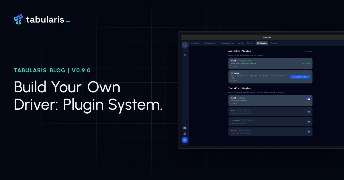 Build Your Own Driver: Tabularis Gets a Plugin System