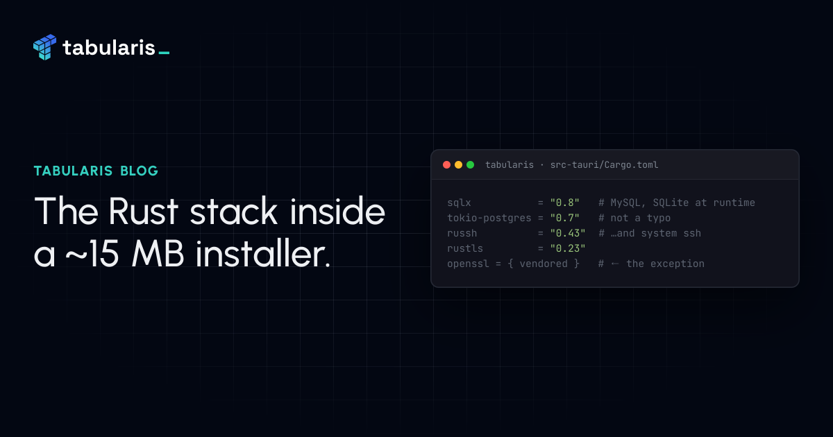 The Rust stack inside a ~15 MB installer