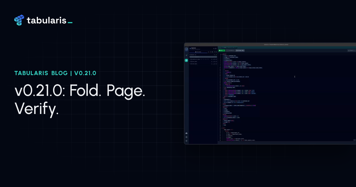 v0.21.0: Fold Your SQL, Pick Your Page Size Per Tab, and Postgres Client Certificates That Actually Get Sent
