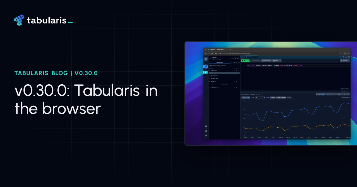 v0.30.0: Tabularis in the Browser, Charts for Query Results, and Scheduled Database Backups
